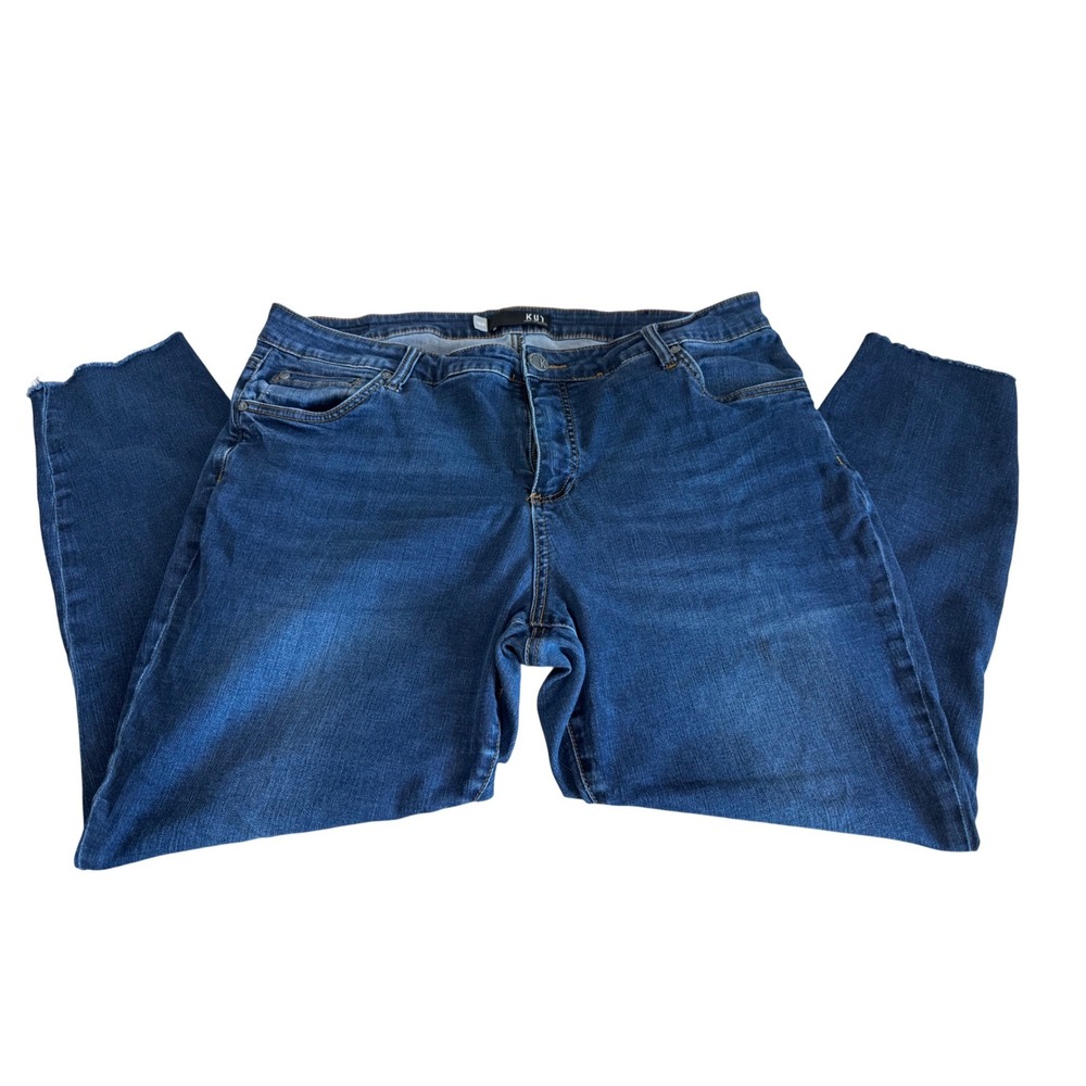 Kut‎ from the Kloth Womens 18W Dark Wash Raw Hem Straight Leg Jeans